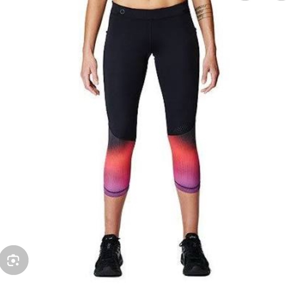 LUMO Run Yoga Black and Pink Ombre Capri Leggings